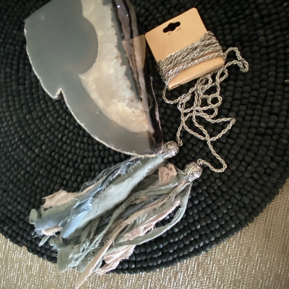 Grey Tassel Wrap Choker Necklace